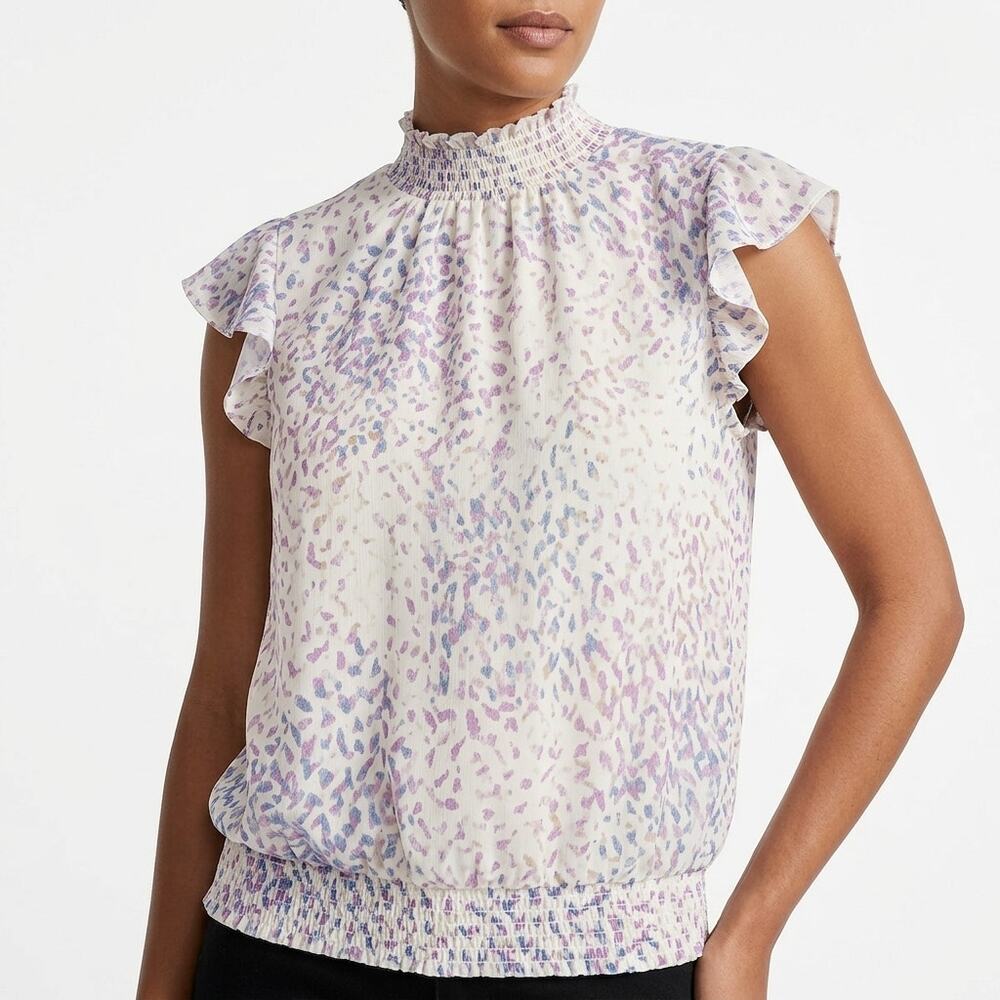 Express White Abstract Lightweight Blouse Women Size M